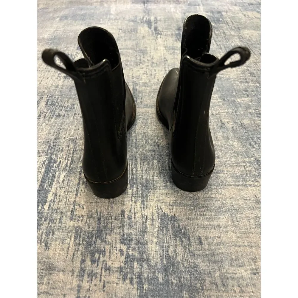 Jeffrey Campbell Havana Black Chelsea Pointed Toe Rain Boots Women's Size 8